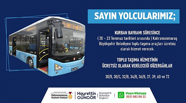 Büyükşehir Otobüsleri Bayramda Ücretsiz