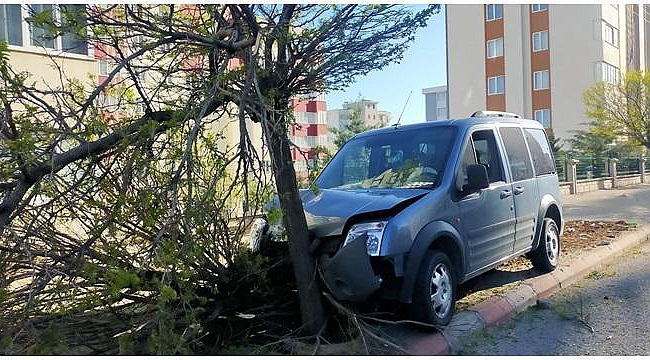 Hızını Alamayan Araç Yolun Kenarındaki Ağaçlara Çarparak Durabildi!