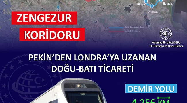 ULAŞTIRMA VE ALTYAPI BAKANI ABDULKADİR URALOĞLU: "ZENGEZUR KORİDORU'NUN HAYATA GEÇMESİ PEKİN'DEN LONDRA'YA UZANAN DOĞU-BATI TİCARETİNİN ARTIŞINA OLUMLU KATKI SAĞLAYACAK…"